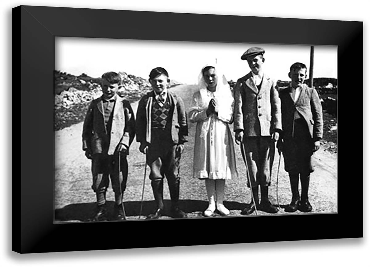 Connemara Children, Ireland 22x16 Black Modern Wood Framed Art Print Poster