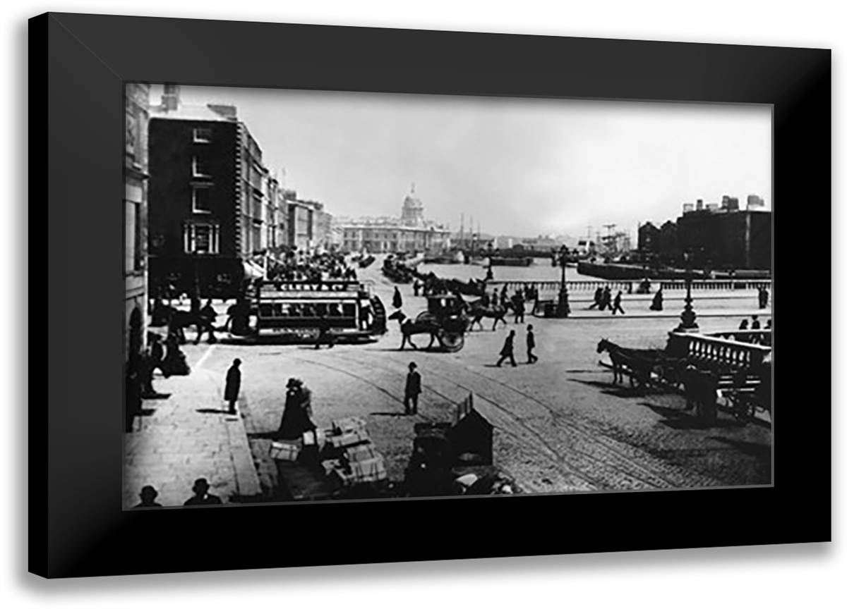 O'Connell Bridge, Dublin 22x16 Black Modern Wood Framed Art Print Poster