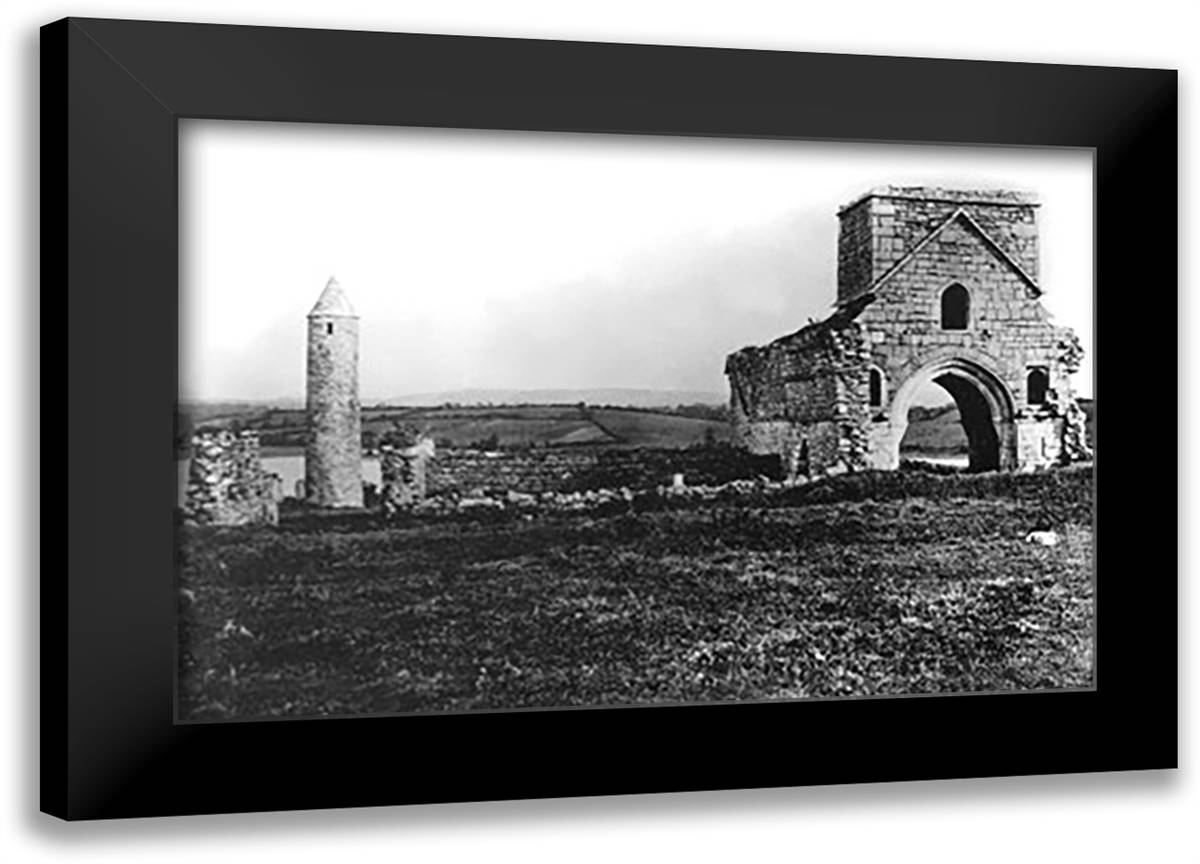 Ruins on Devenish Island 22x16 Black Modern Wood Framed Art Print Poster