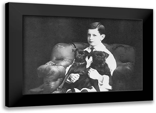 Frank and His Two Black Pugs 22x16 Black Modern Wood Framed Art Print Poster