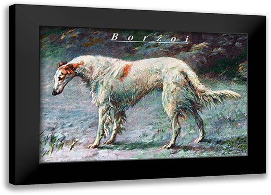 Champion Borzoi 22x16 Black Modern Wood Framed Art Print Poster