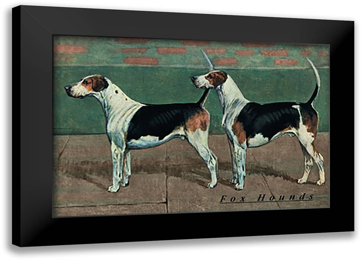 Two Fox Hounds 22x16 Black Modern Wood Framed Art Print Poster