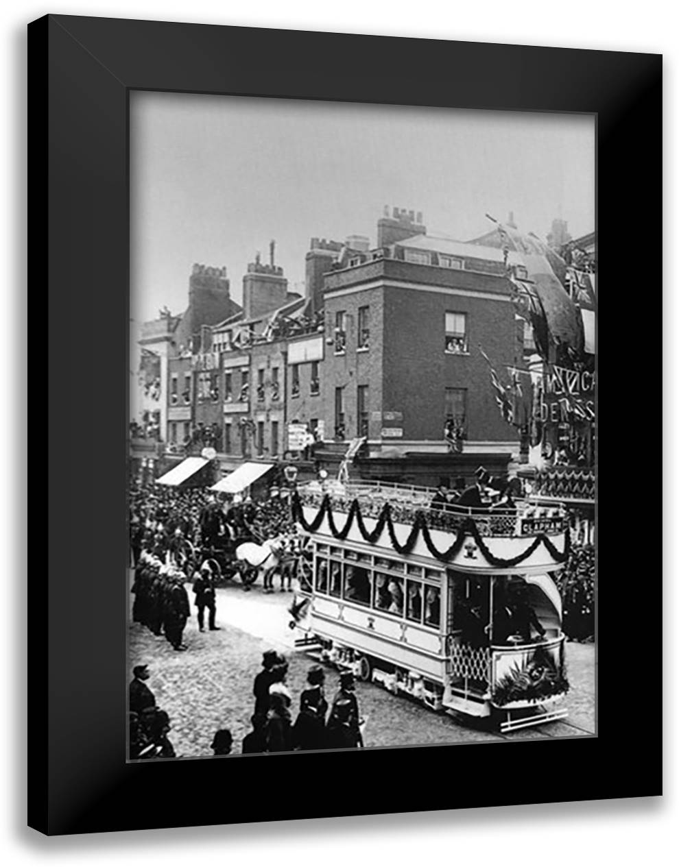 First Tramway, London 16x22 Black Modern Wood Framed Art Print Poster