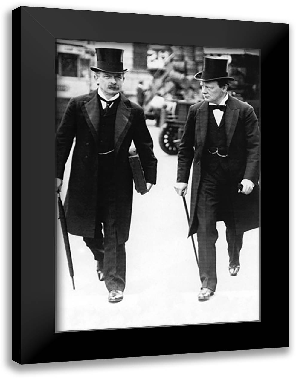 Lloyd George with Churchill, London 16x22 Black Modern Wood Framed Art Print Poster