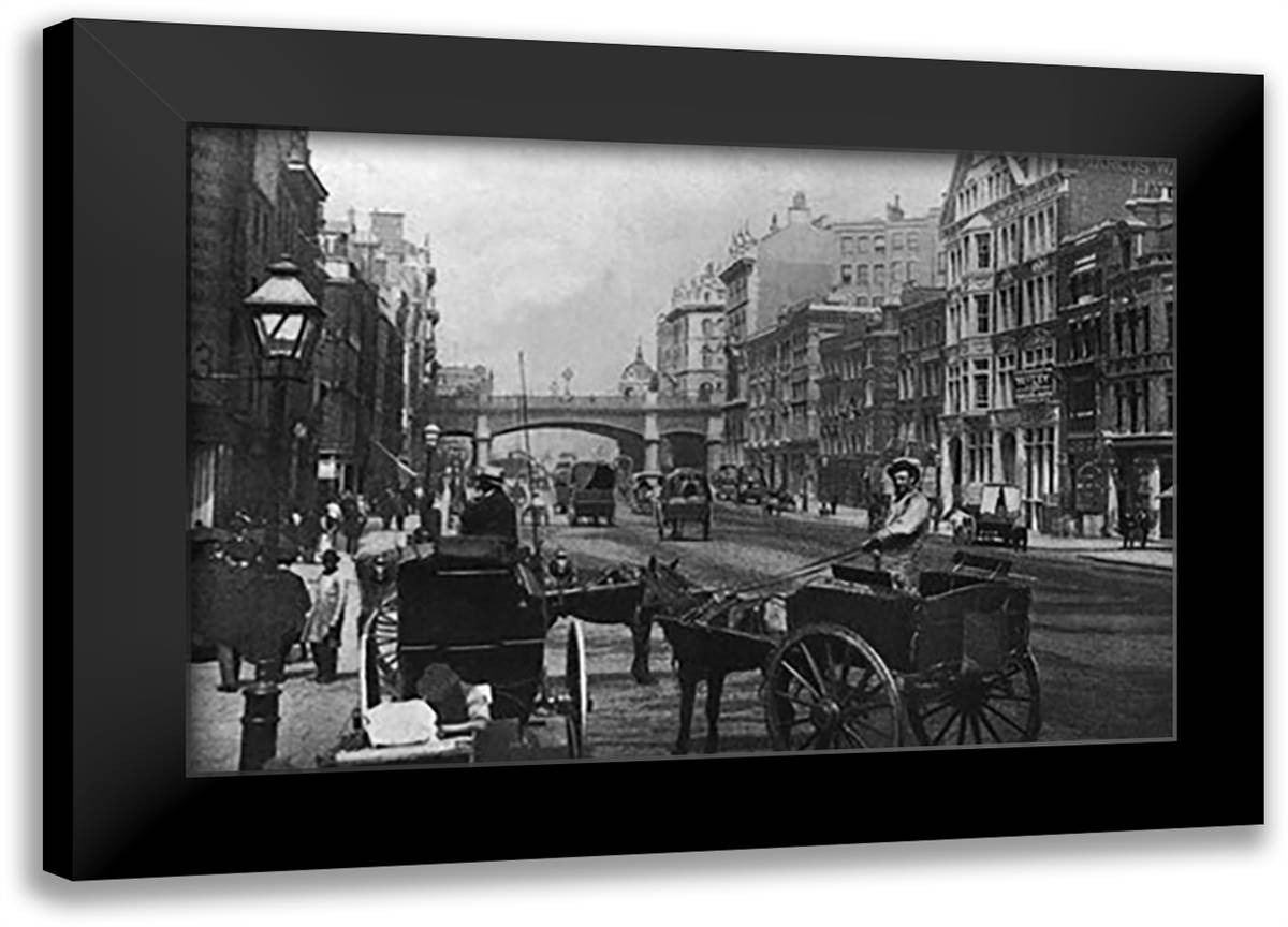 Farrington Street, London 22x16 Black Modern Wood Framed Art Print Poster