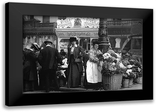 Flower Sellers, London 22x16 Black Modern Wood Framed Art Print Poster