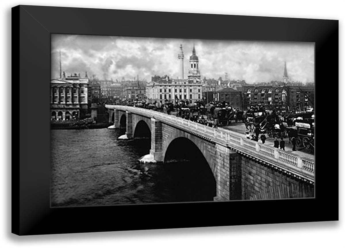 London Bridge 22x16 Black Modern Wood Framed Art Print Poster