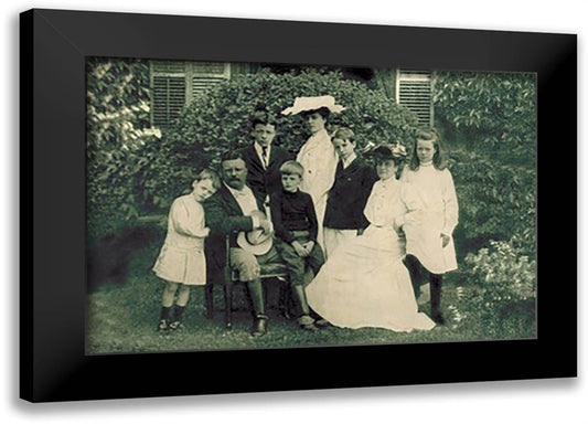 President Roosevelt and Family 22x16 Black Modern Wood Framed Art Print Poster