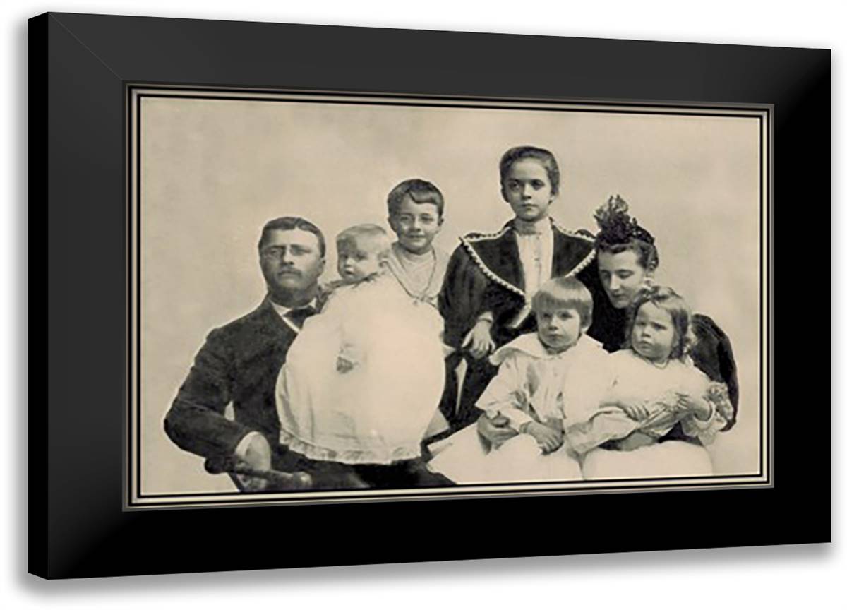 Theodore Roosevelt and Family in the Spring, 1894 22x16 Black Modern Wood Framed Art Print Poster