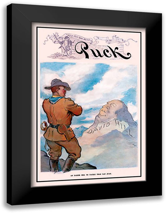 Puck Magazine: An Easier Hill to Tackle than San Juan 16x22 Black Modern Wood Framed Art Print Poster