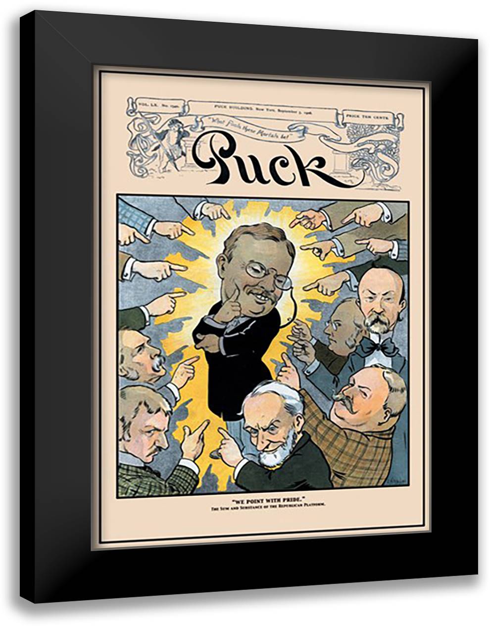 Puck Magazine: "We Point with Pride" 16x22 Black Modern Wood Framed Art Print Poster