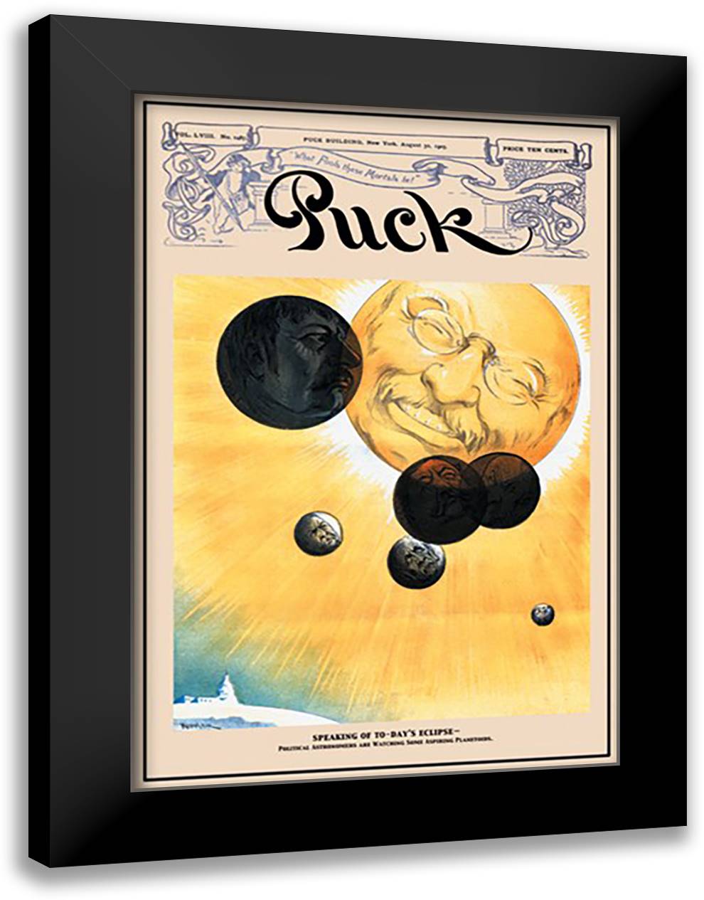 Puck Magazine: "Speaking of Today's Eclipse..." 16x22 Black Modern Wood Framed Art Print Poster