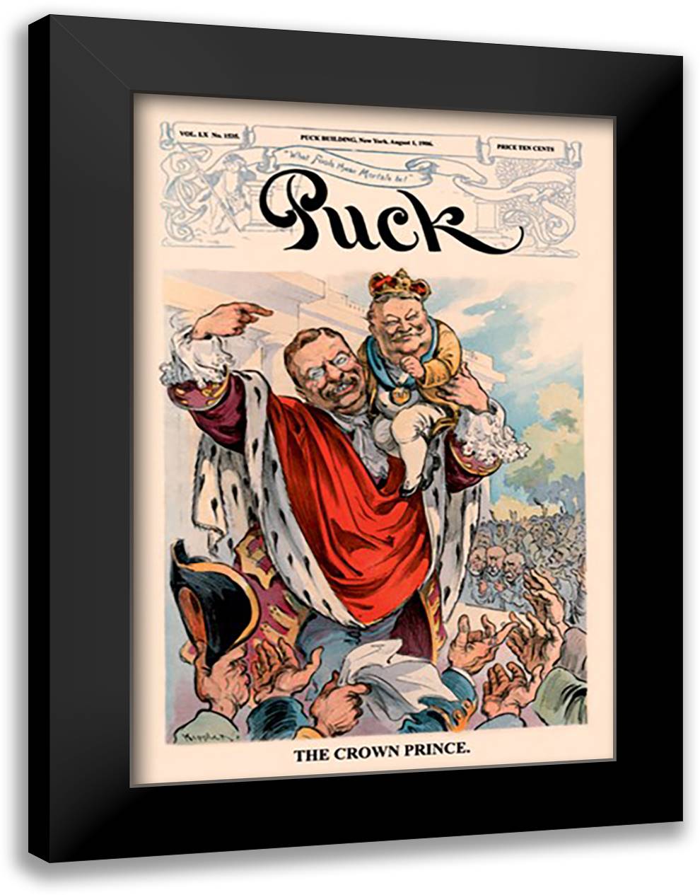 Puck Magazine: The Crown Prince 16x22 Black Modern Wood Framed Art Print Poster