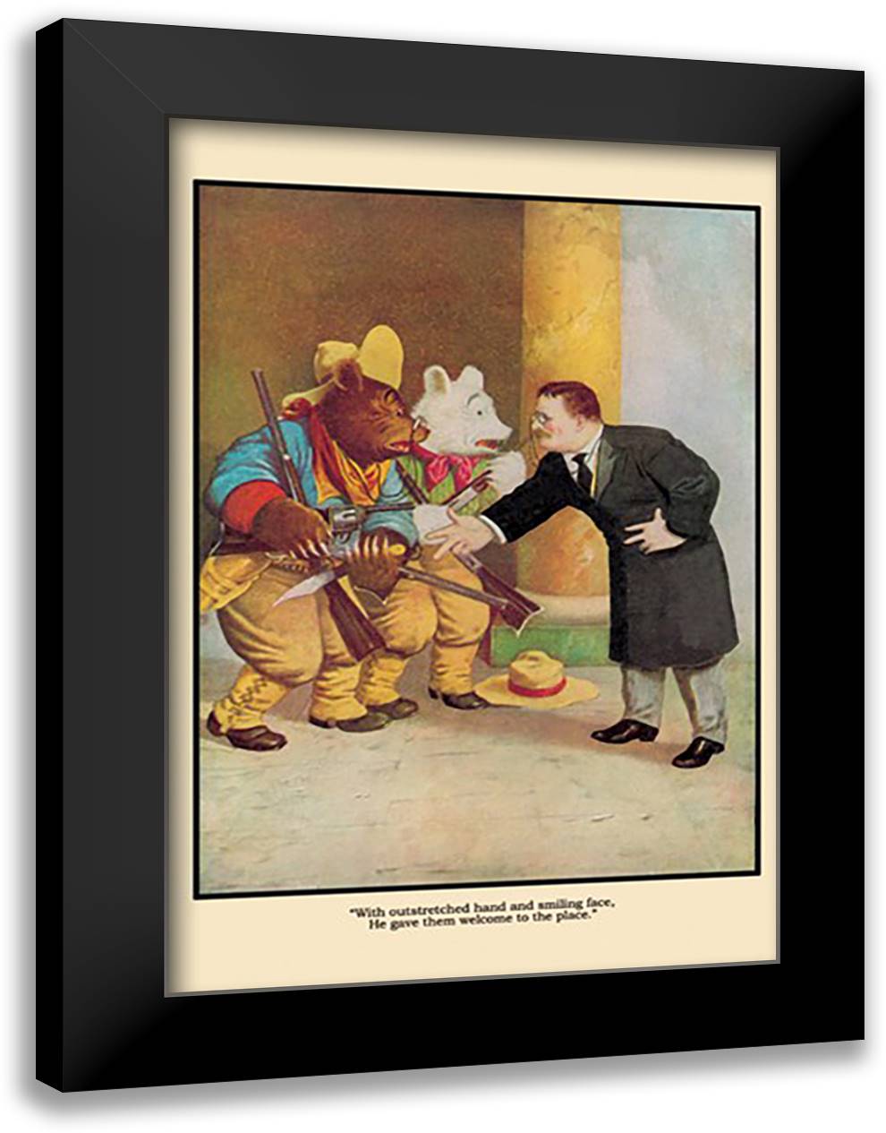 TR Welcomes Gun-Toting Bears 16x22 Black Modern Wood Framed Art Print Poster