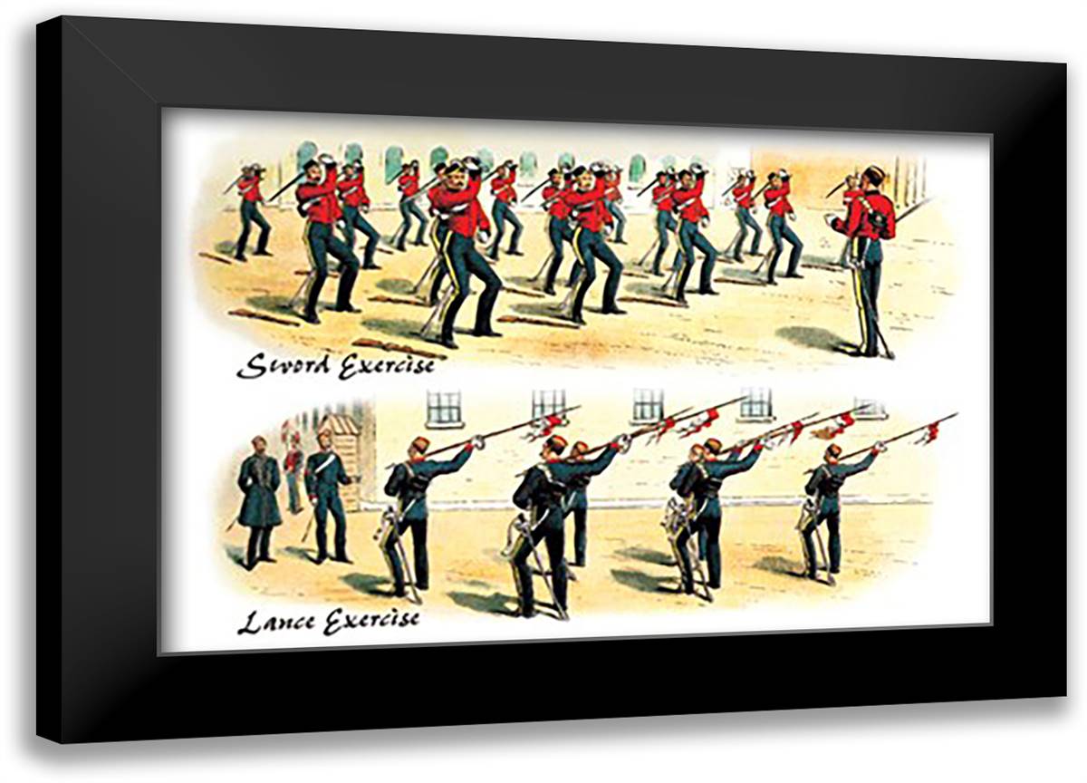 Sword and Lance Exercise 22x16 Black Modern Wood Framed Art Print Poster by Simkin, Richard