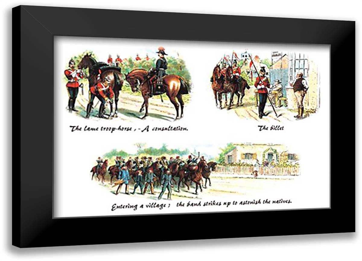 Lame Troop-Horse, Billet, and Entering a Village 22x16 Black Modern Wood Framed Art Print Poster by Simkin, Richard