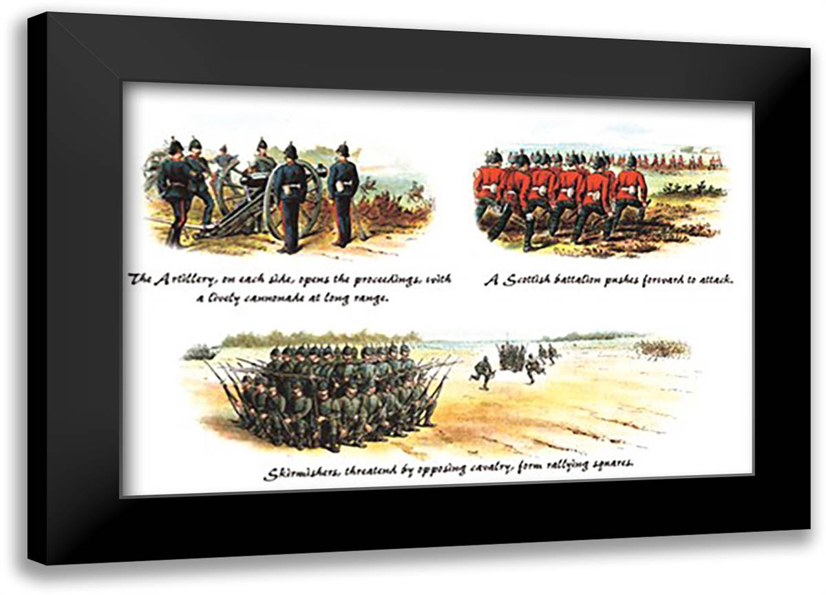 Artillery, a Scottish Battalion, and Skirmishes 22x16 Black Modern Wood Framed Art Print Poster by Simkin, Richard