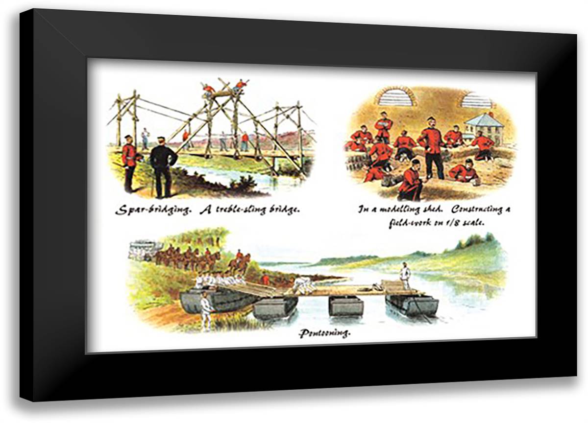 Spar-Bridging, in a Modeling Shed, and Pontooning 22x16 Black Modern Wood Framed Art Print Poster by Simkin, Richard