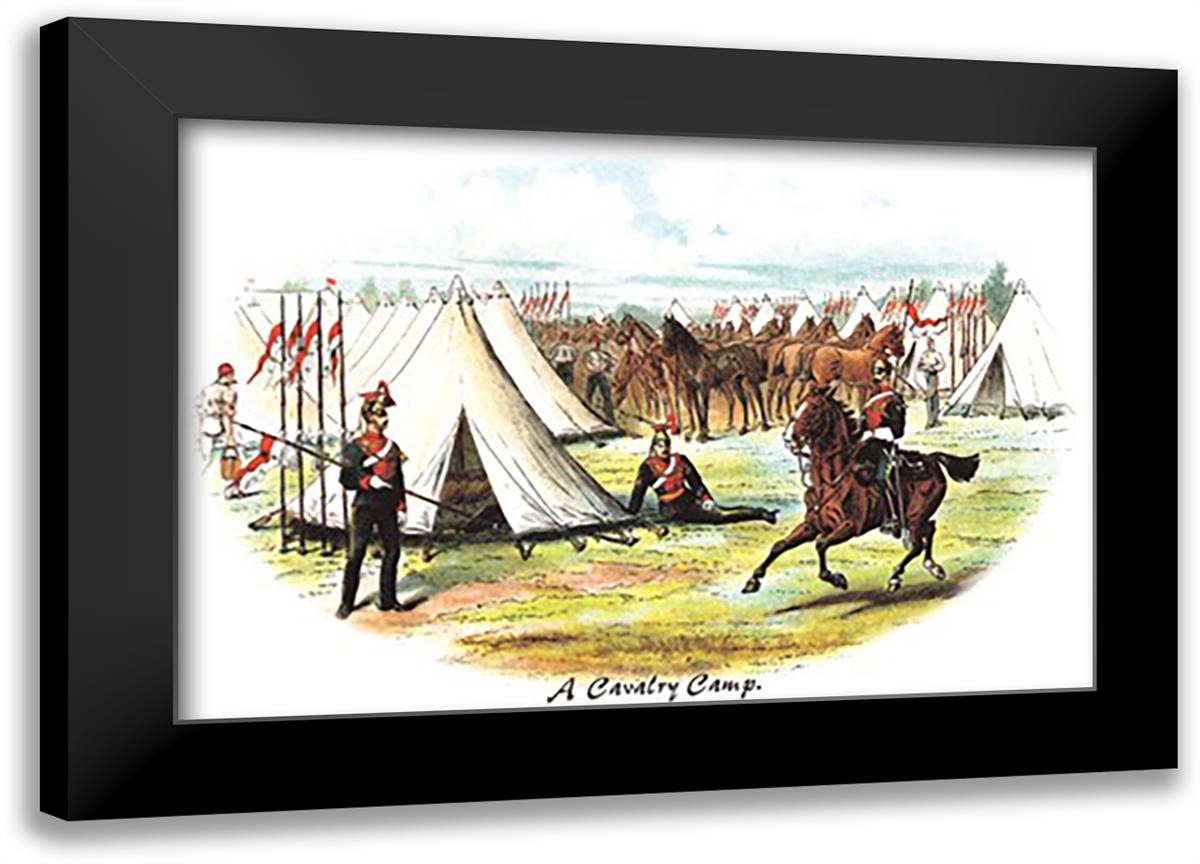 Cavalry Camp 22x16 Black Modern Wood Framed Art Print Poster by Simkin, Richard