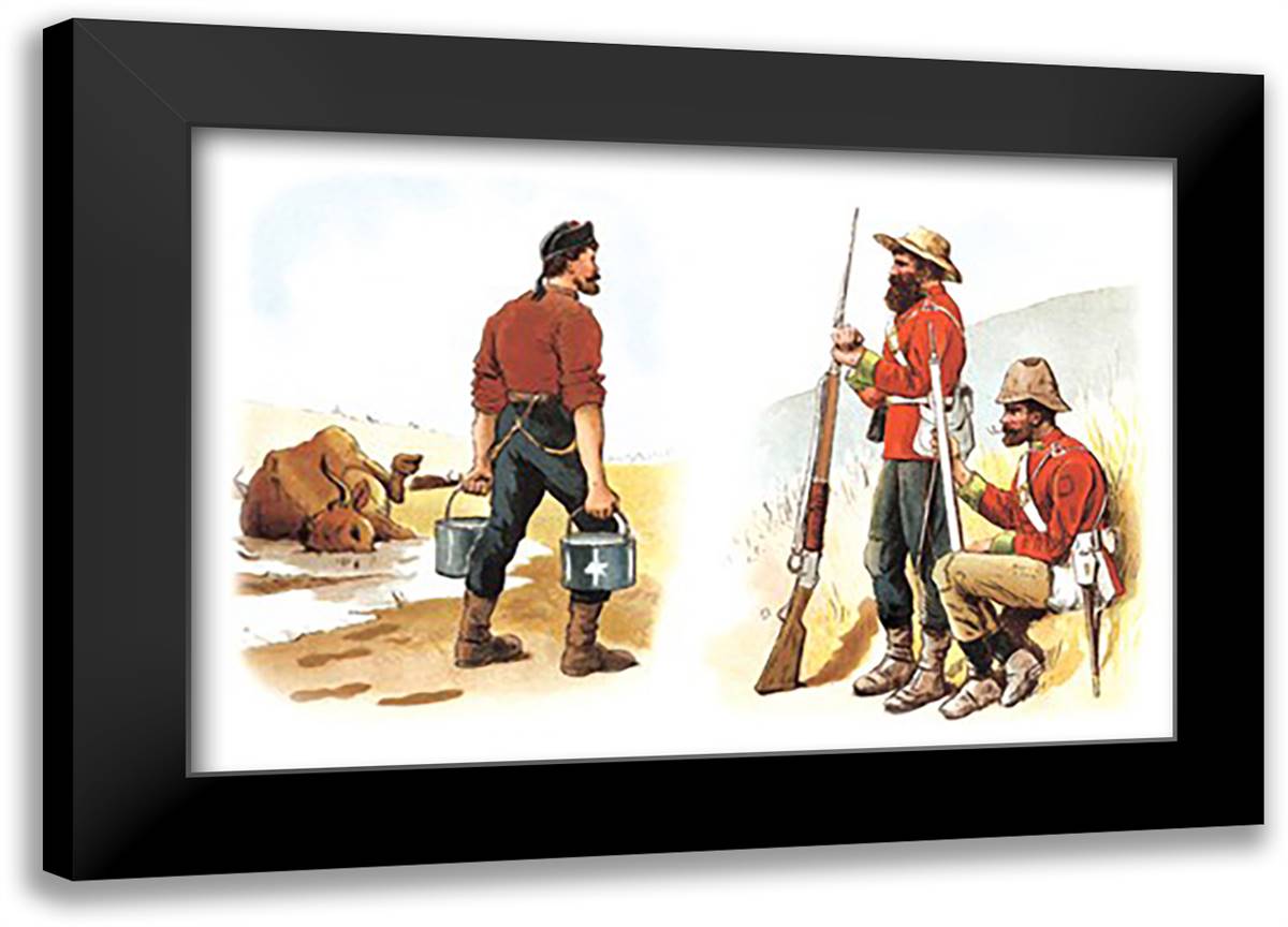 Soldiers and Farmer 22x16 Black Modern Wood Framed Art Print Poster by Simkin, Richard