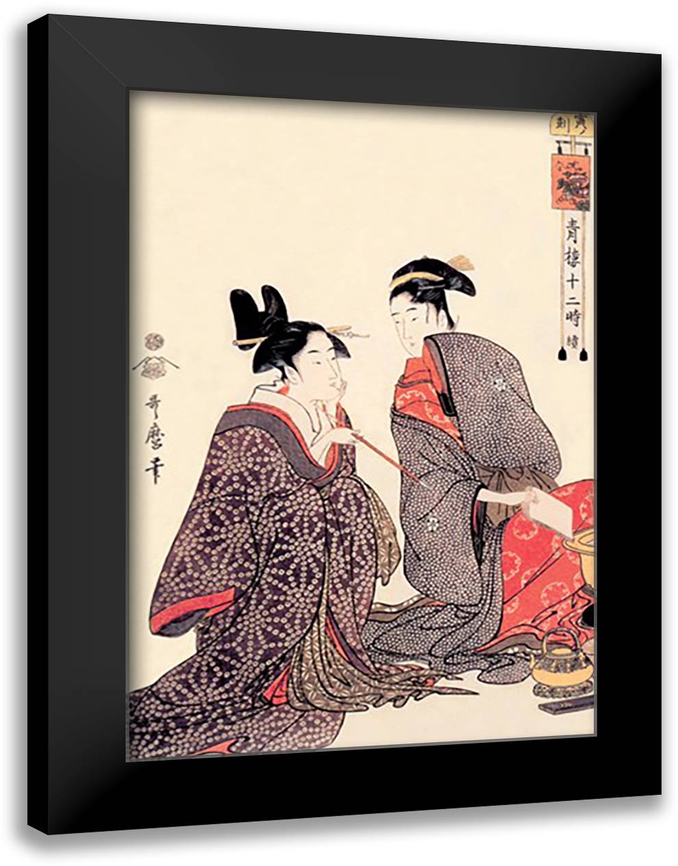Hour of the Tiger 16x22 Black Modern Wood Framed Art Print Poster by Utamaro, Kitagawa