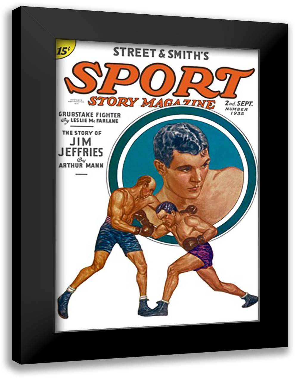 Grubstake Fighter 16x22 Black Modern Wood Framed Art Print Poster