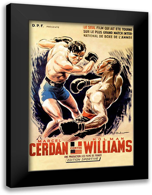 Cerdan vs. Williams 16x22 Black Modern Wood Framed Art Print Poster