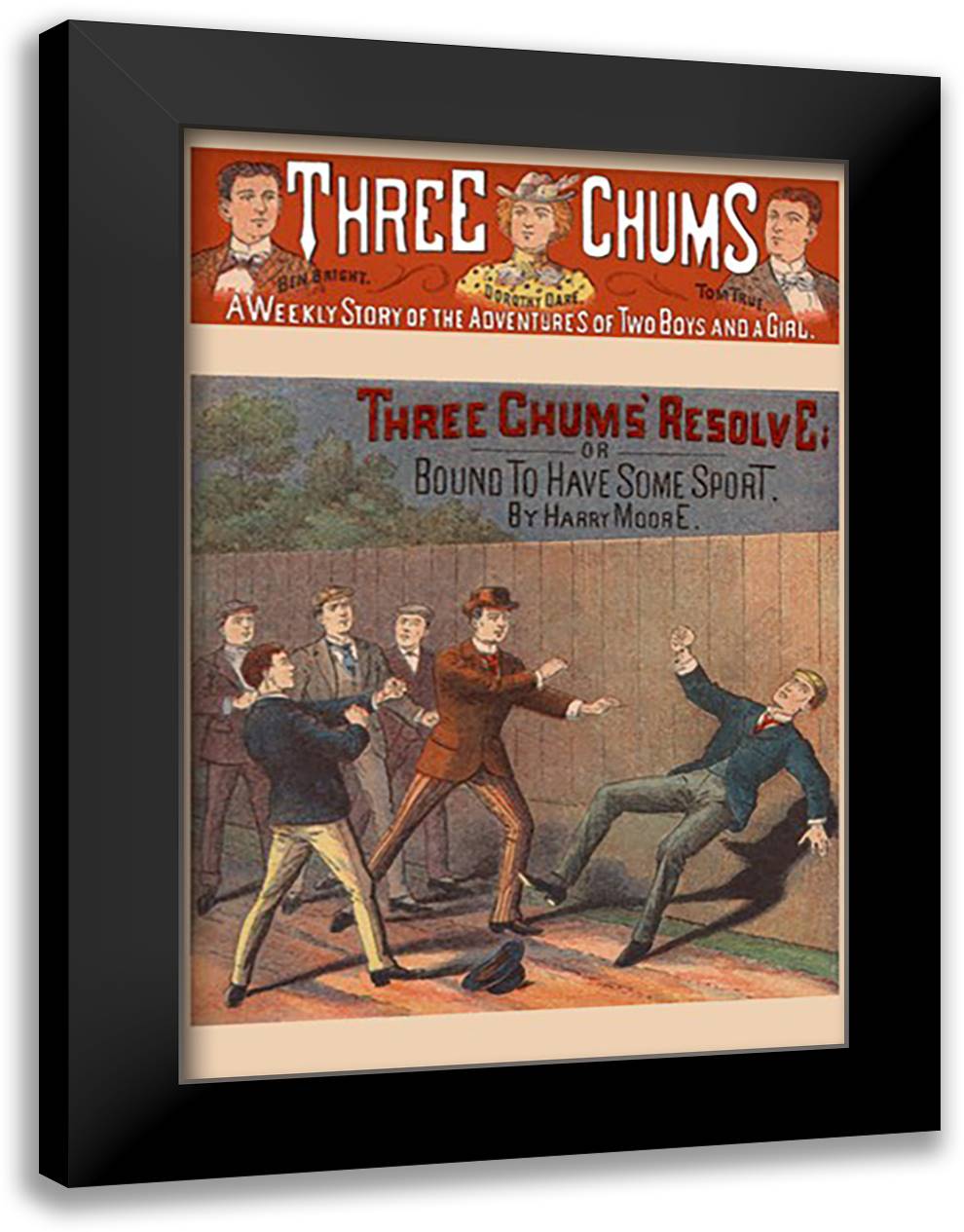 Three Chums' Resolve 16x22 Black Modern Wood Framed Art Print Poster