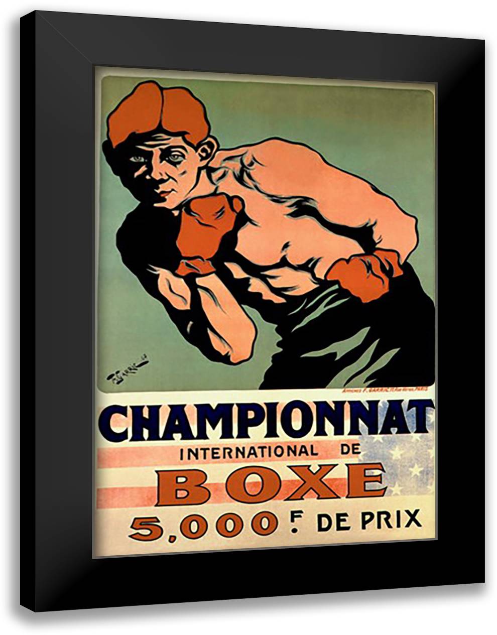 International Boxing Championship 16x22 Black Modern Wood Framed Art Print Poster