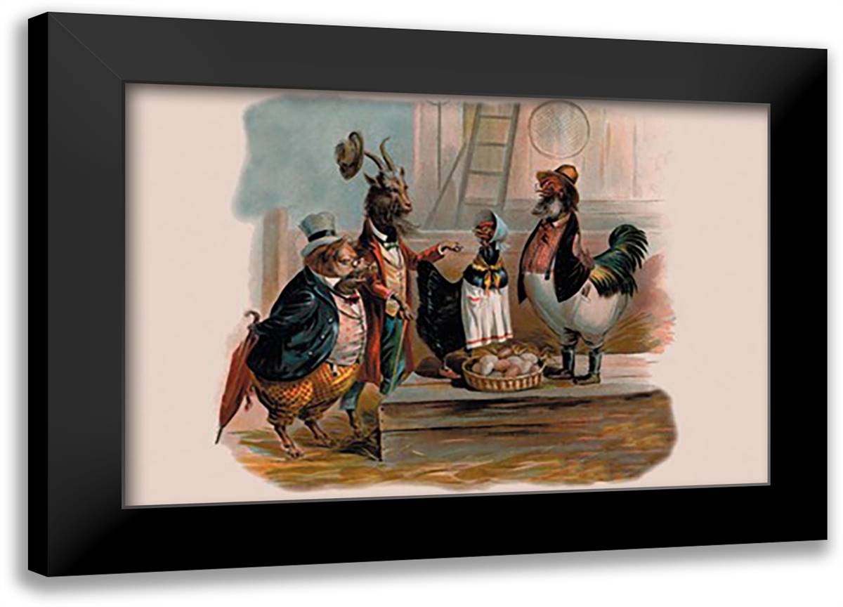 Party Animals 22x16 Black Modern Wood Framed Art Print Poster