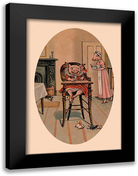 Baby Pig 16x22 Black Modern Wood Framed Art Print Poster