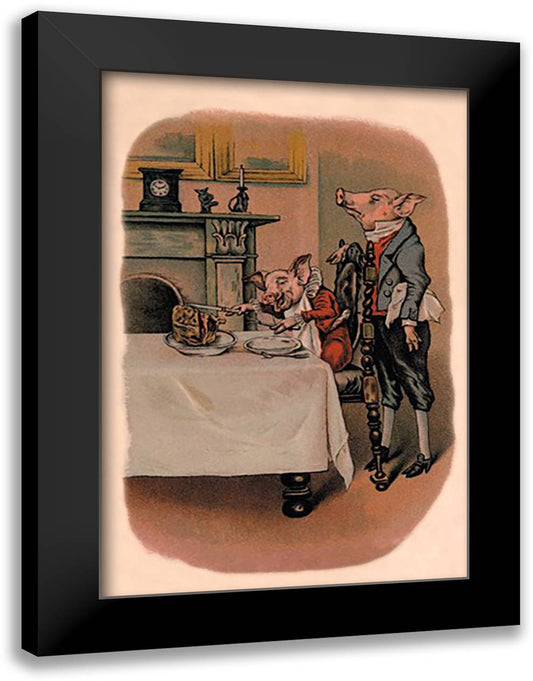 Dinner Pig 16x22 Black Modern Wood Framed Art Print Poster