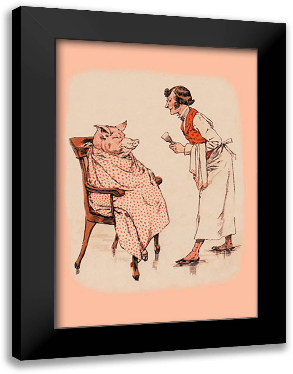 Shaving the Pig 16x22 Black Modern Wood Framed Art Print Poster