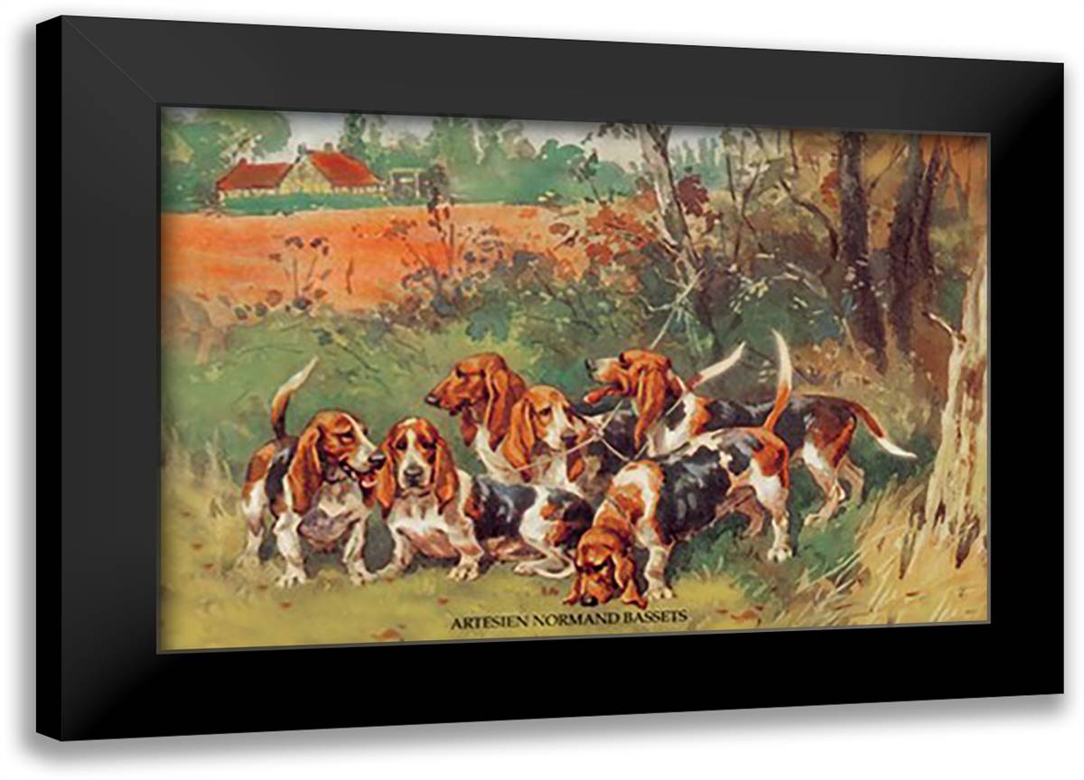 Artesien Normand Bassets 22x16 Black Modern Wood Framed Art Print Poster