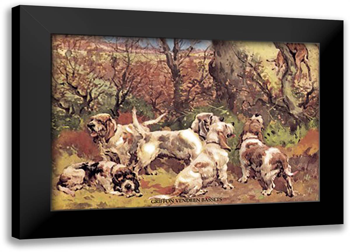 Griffon Vendeen Bassets 22x16 Black Modern Wood Framed Art Print Poster