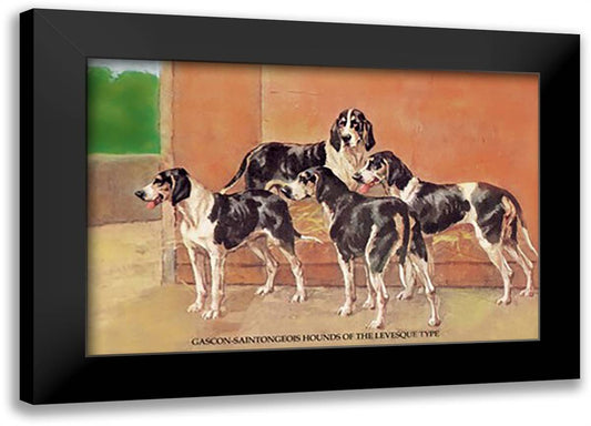 Gascon-Saintongeois Hounds of the Levesque Type 22x16 Black Modern Wood Framed Art Print Poster