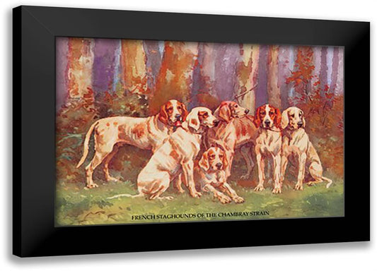 French Staghounds of the Chambray Strain 22x16 Black Modern Wood Framed Art Print Poster