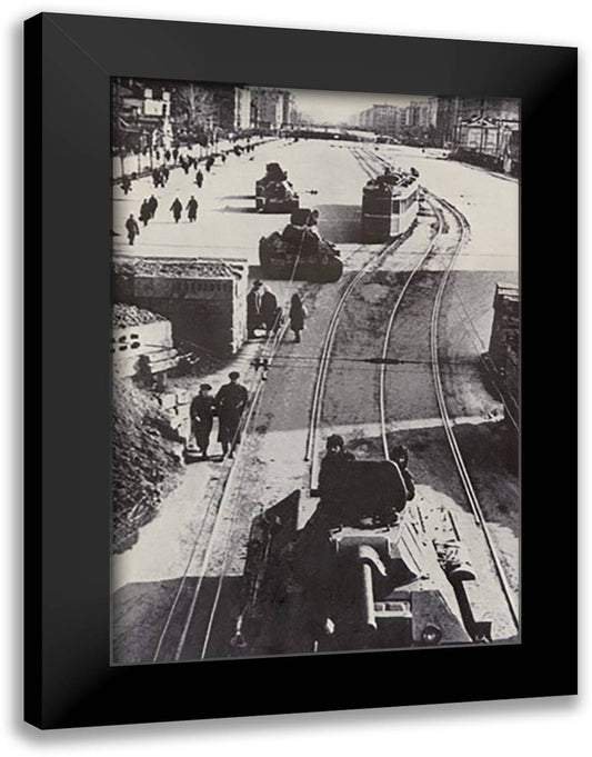 Tanks and Trollies in Leningrad 16x22 Black Modern Wood Framed Art Print Poster