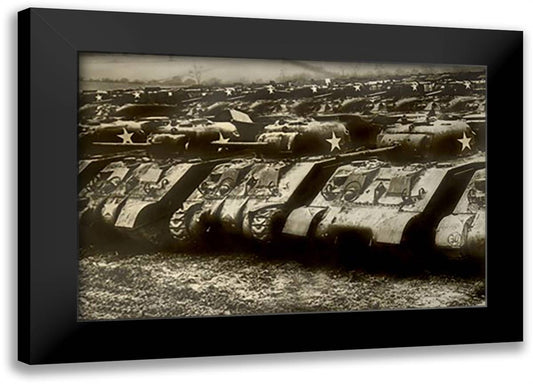 Sherman Tanks 22x16 Black Modern Wood Framed Art Print Poster