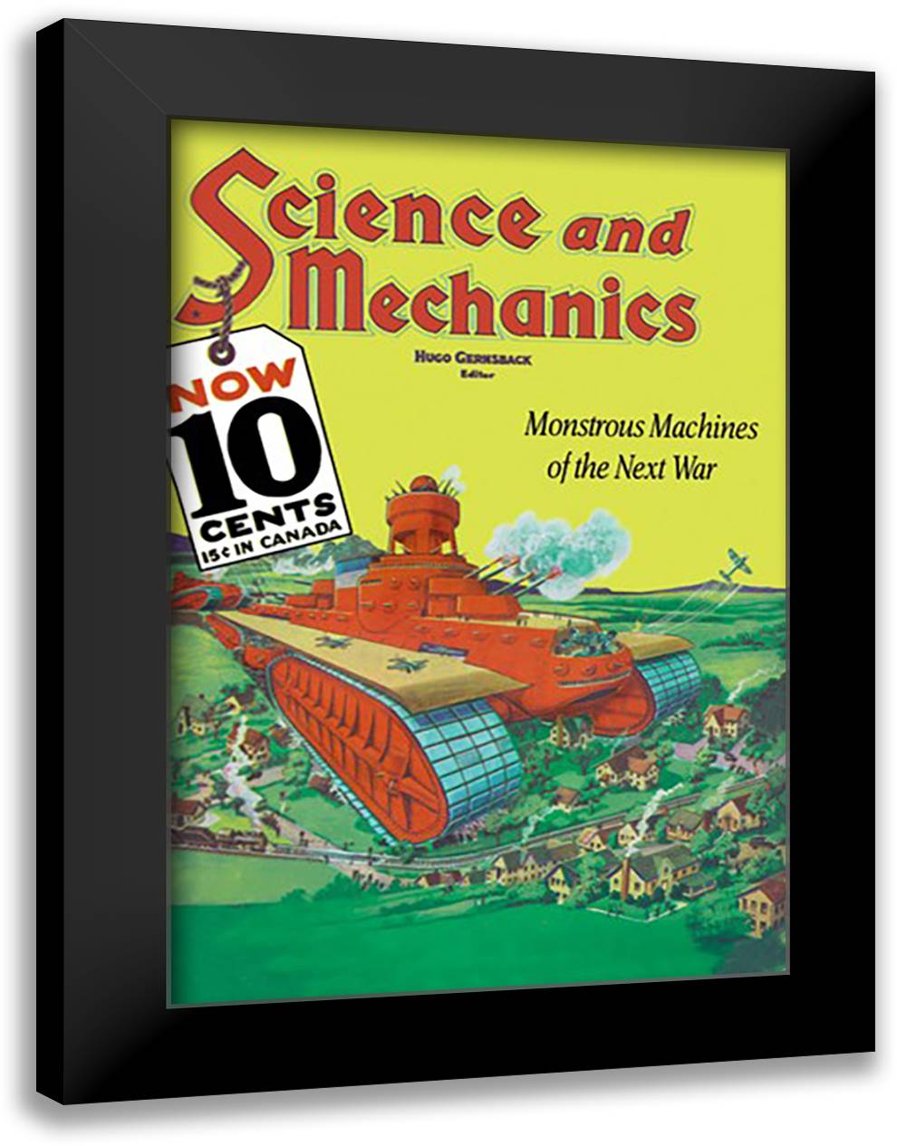 Monstrous Machines of the Next War 16x22 Black Modern Wood Framed Art Print Poster