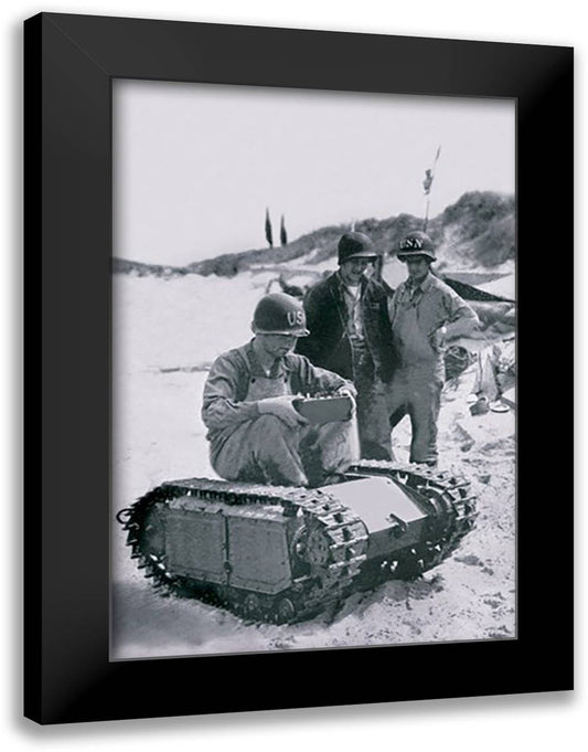 US Navy Examines Nazi "Beetle" 16x22 Black Modern Wood Framed Art Print Poster