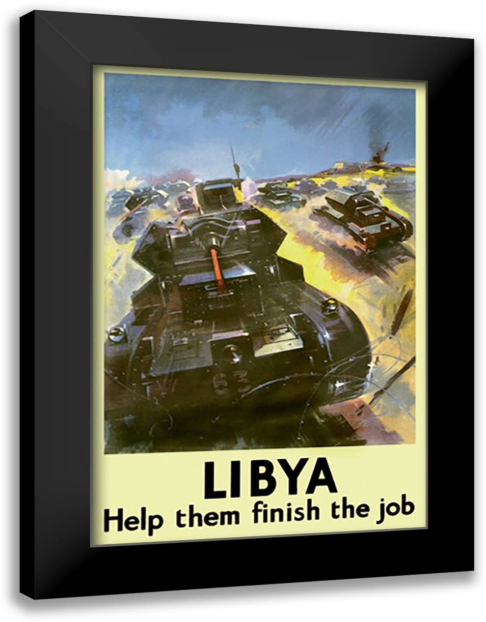Libya: Help Them Finish the Job 16x22 Black Modern Wood Framed Art Print Poster