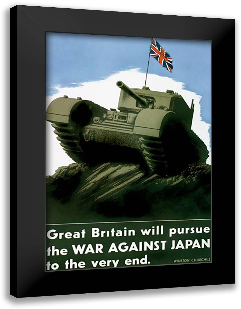 Great Britain Pursues the War with Japan 16x22 Black Modern Wood Framed Art Print Poster