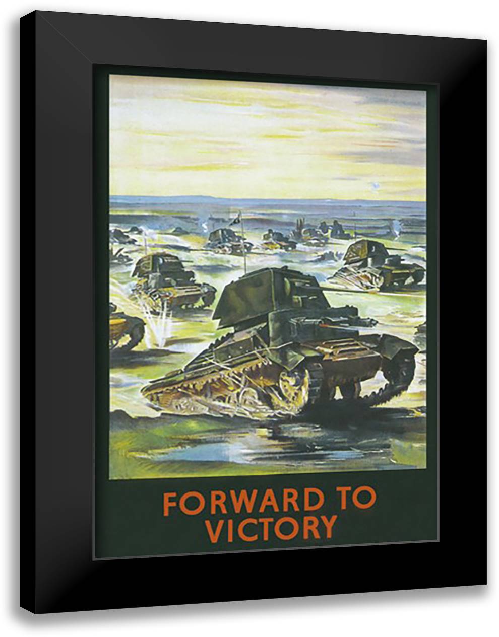 Forward to Victory 16x22 Black Modern Wood Framed Art Print Poster