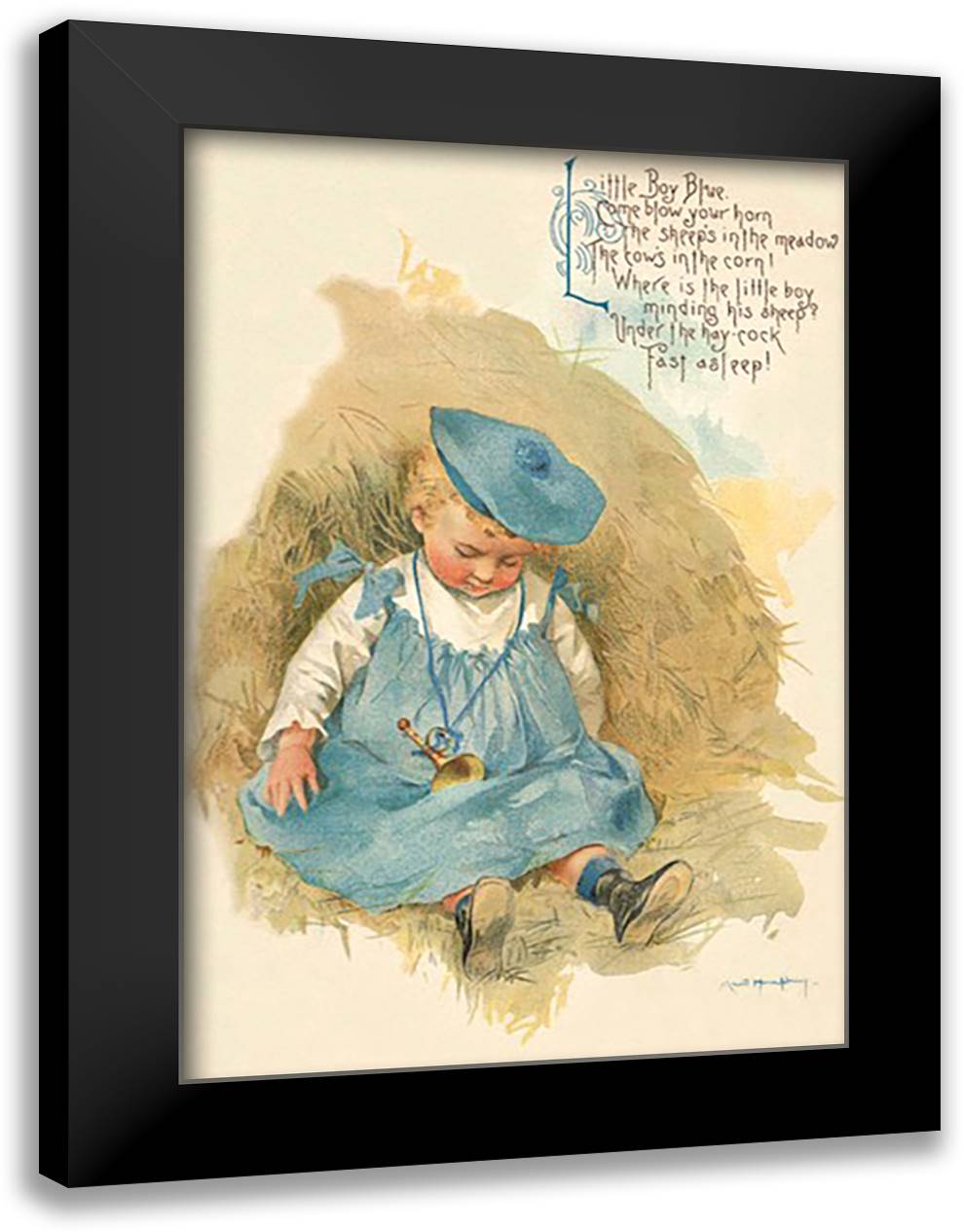Little Boy Blue 16x22 Black Modern Wood Framed Art Print Poster by Humphrey, Maud