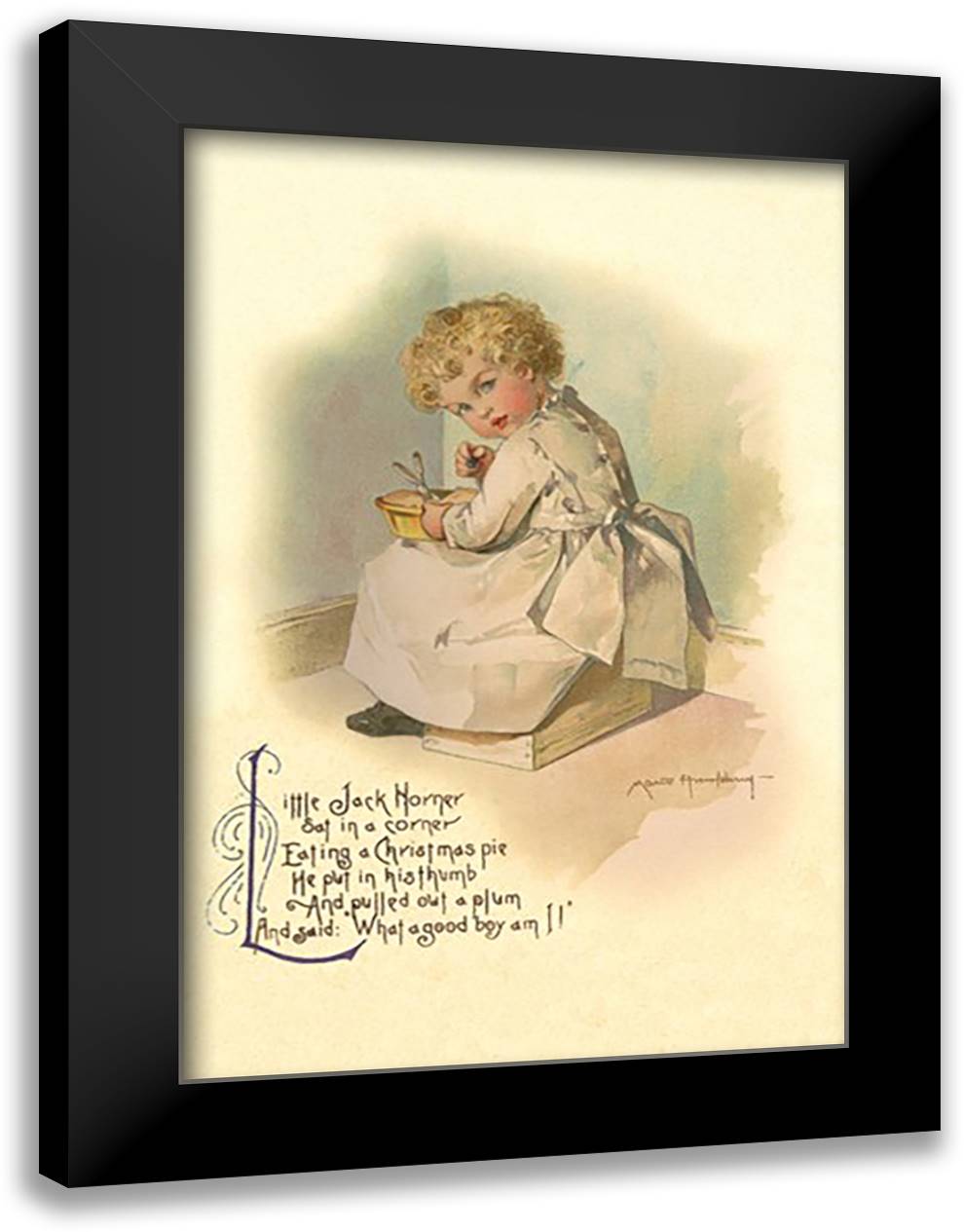 Little Jack Horner 16x22 Black Modern Wood Framed Art Print Poster by Humphrey, Maud