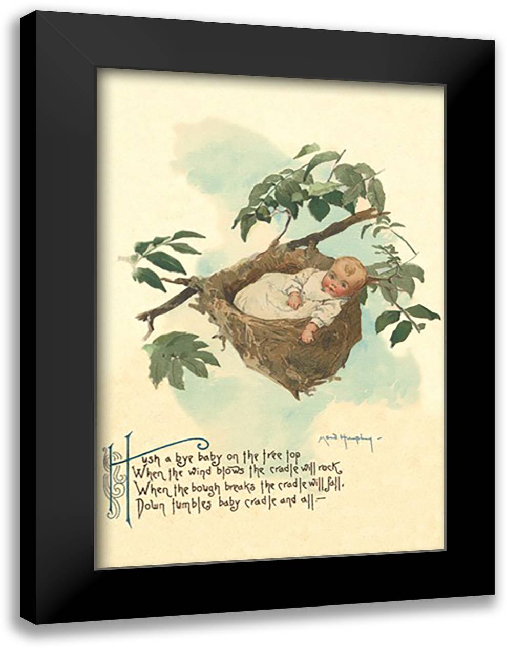 Hush A Bye Baby 16x22 Black Modern Wood Framed Art Print Poster by Humphrey, Maud