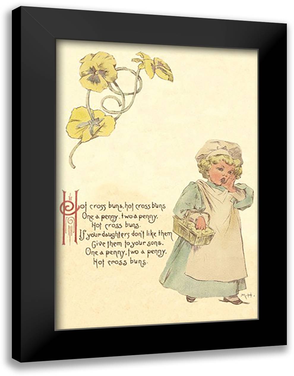 Hot Cross Buns 16x22 Black Modern Wood Framed Art Print Poster by Humphrey, Maud