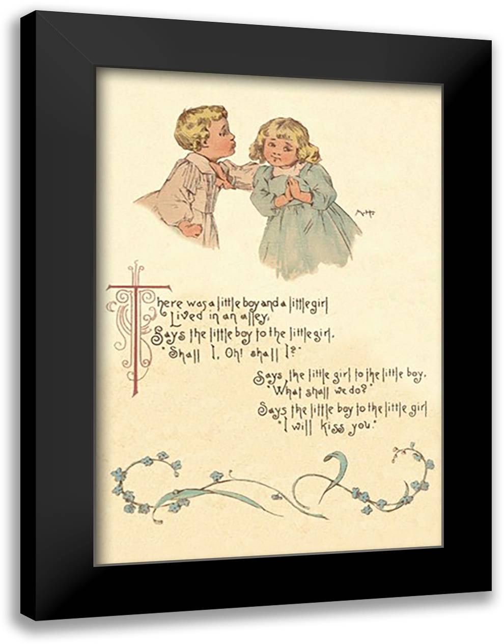 There Was a Little Boy and a Little Girl 16x22 Black Modern Wood Framed Art Print Poster by Humphrey, Maud