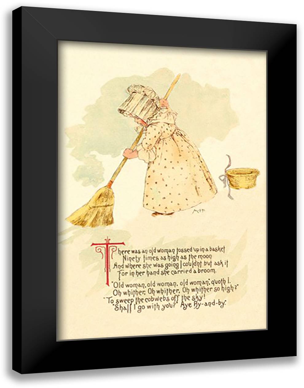 There Was an Old Woman Tossed Up in a Basket 16x22 Black Modern Wood Framed Art Print Poster by Humphrey, Maud